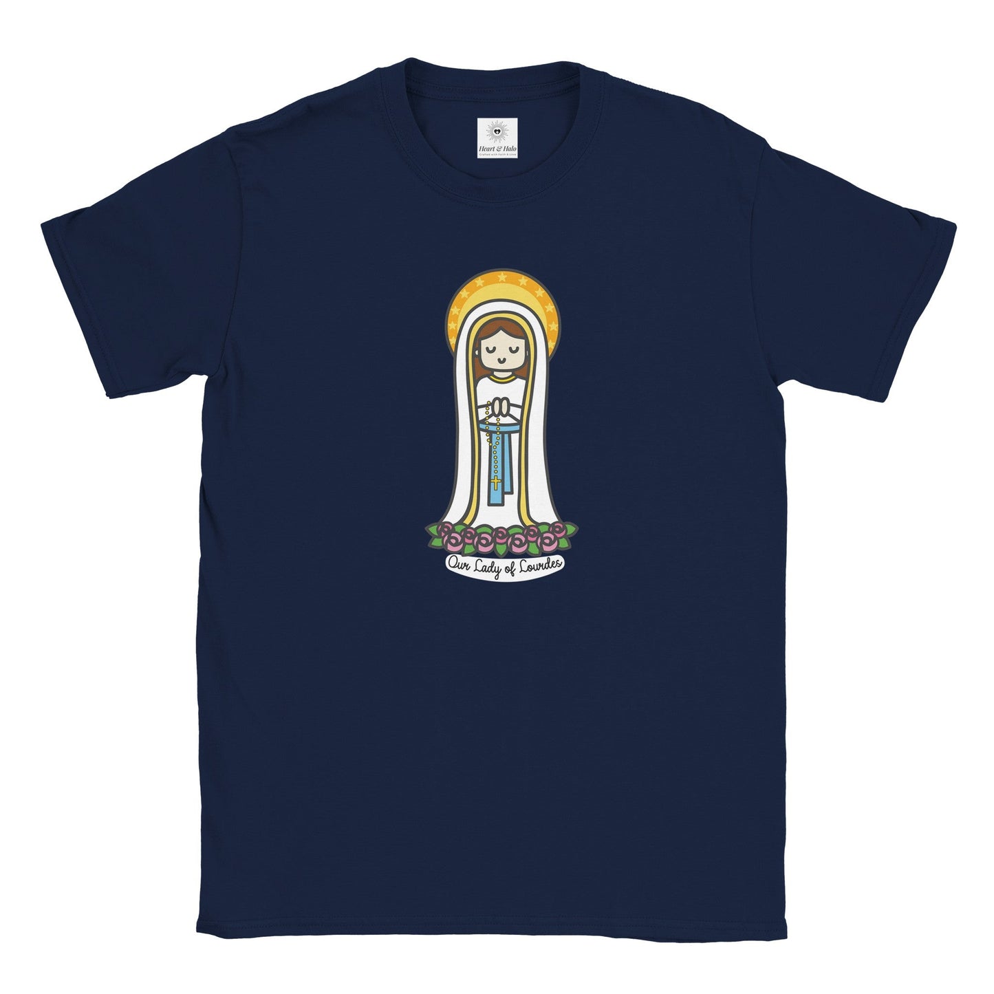 Our Lady of Lourdes | Adult Cotton Crewneck T-Shirt | 20% Donation - Heart & Halo