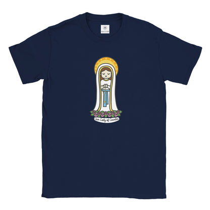 Our Lady of Lourdes | Adult Cotton Crewneck T-Shirt | 20% Donation - Heart & Halo