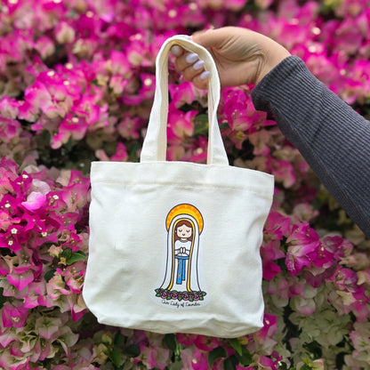 Our Lady of Lourdes Cute Mini Tote Bag - Heart & Halo