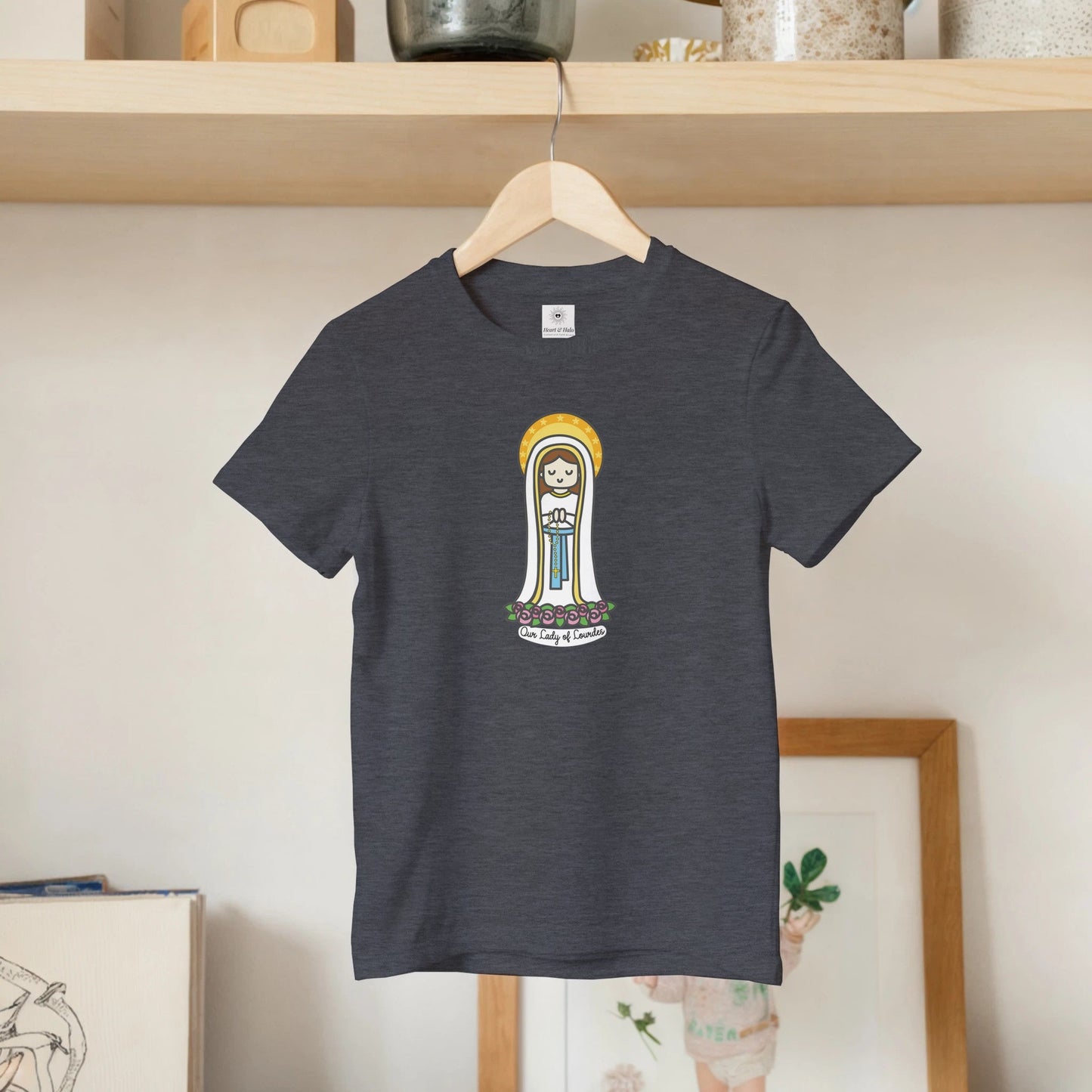 Our Lady of Lourdes Kids Cotton T-Shirt - Heart & Halo