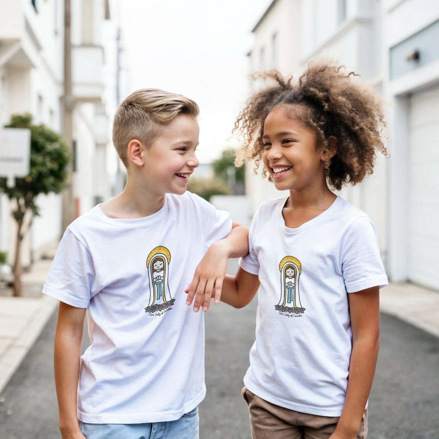 Our Lady of Lourdes Kids Cotton T-Shirt - Heart & Halo