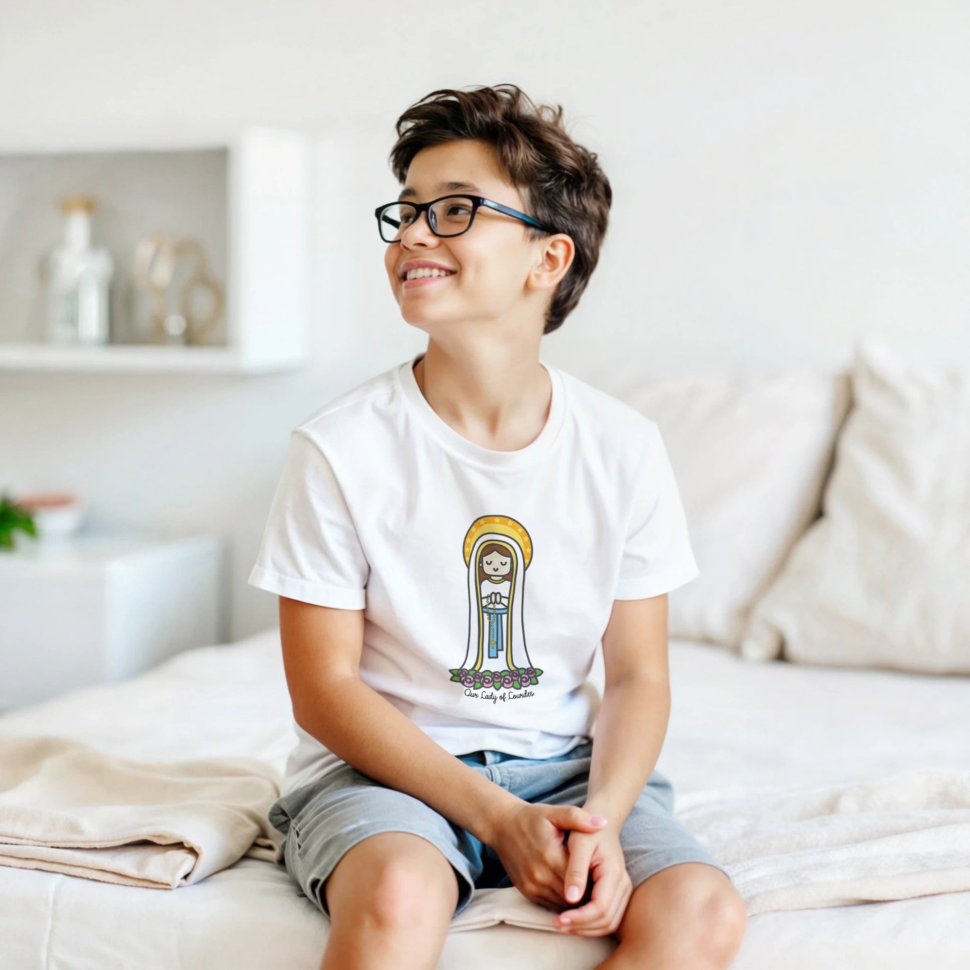 Our Lady of Lourdes Kids Cotton T-Shirt - Heart & Halo