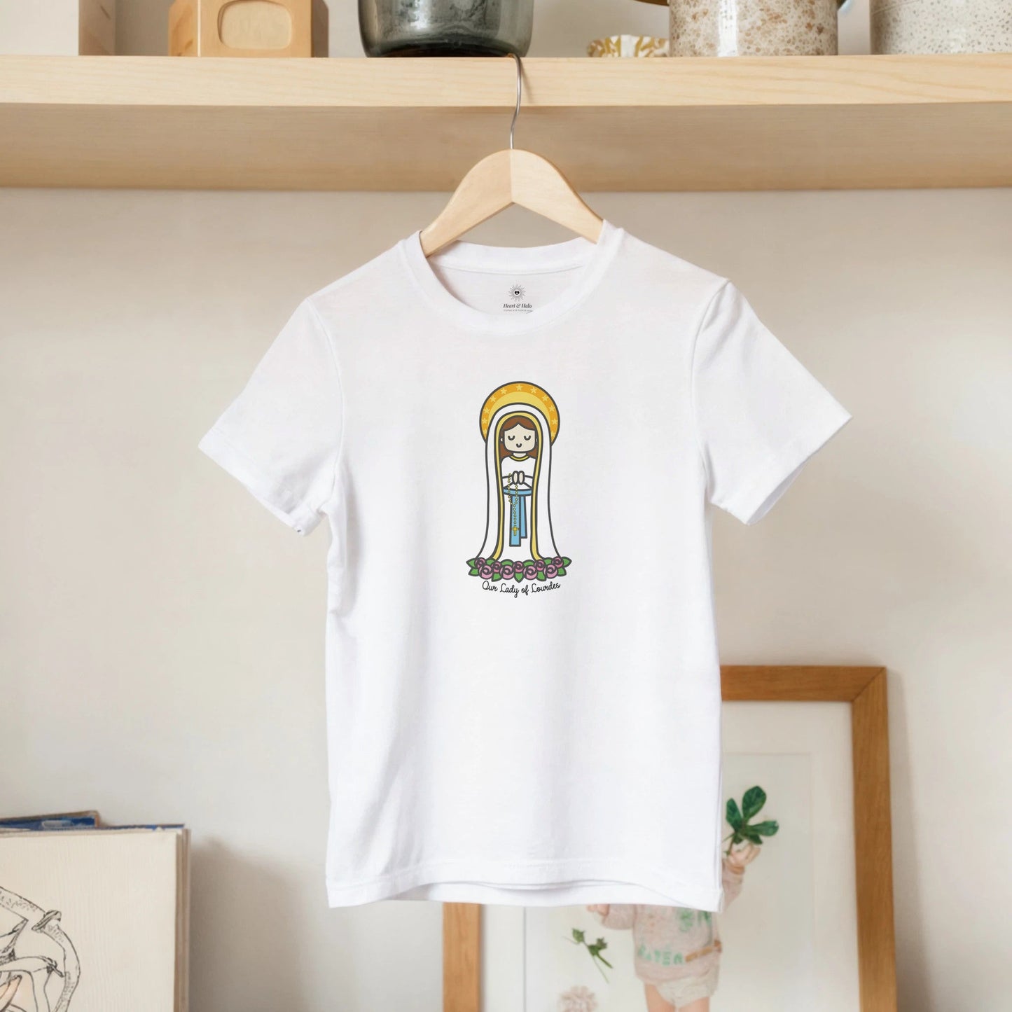 Our Lady of Lourdes Kids Cotton T-Shirt - Heart & Halo