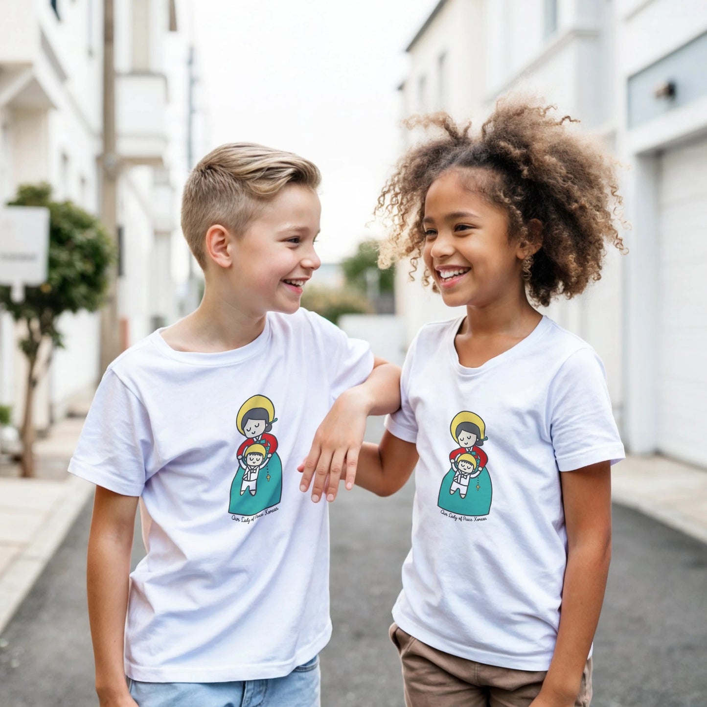 Our Lady of Peace Korean Kids T-Shirt - Heart & Halo