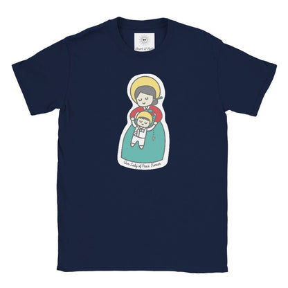 Our Lady of Peace Korean Kids T-Shirt – Catholic Art featuring Mother Mary with Baby Jesus - Heart & Halo