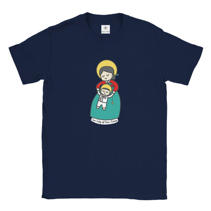 Our Lady of Peace Korean Mother Mary & Baby Jesus | Adult Cotton Crewneck T-Shirt | 20% Donation - Heart & Halo