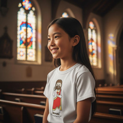 Sacred Heart of Jesus Adult Cotton T-Shirt - Heart & Halo