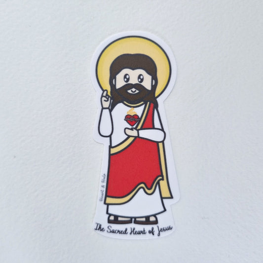 Sacred Heart of Jesus Waterproof Sticker - Heart & Halo