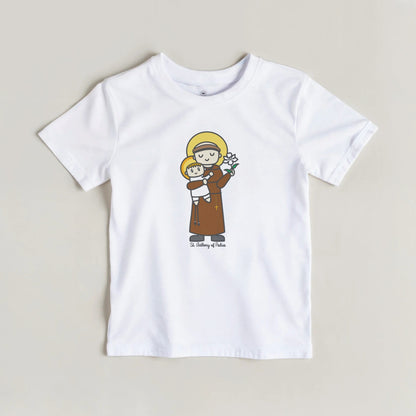 Saint Anthony and Baby Jesus Kids Cotton T-Shirt - Heart & Halo
