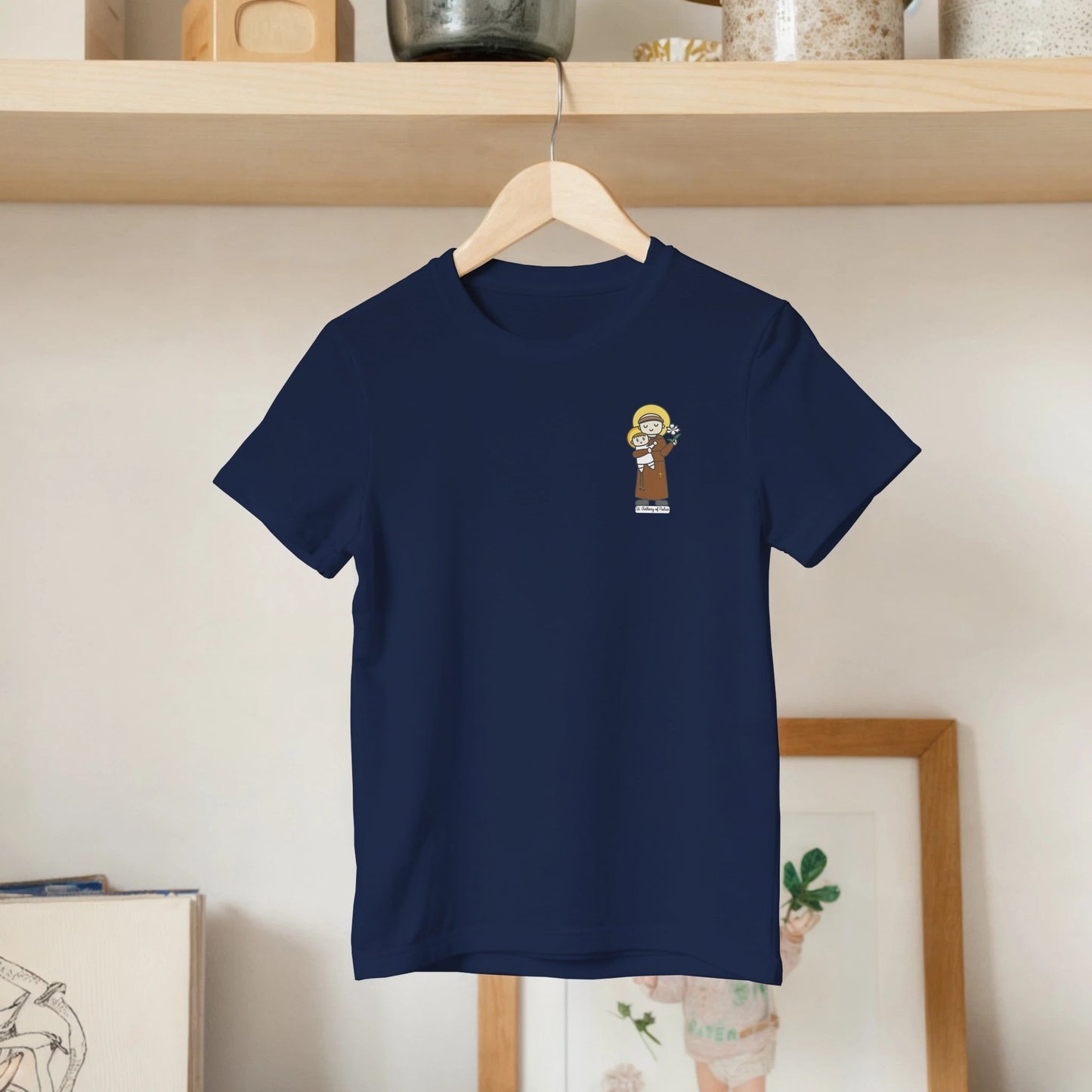 Saint Anthony and Baby Jesus Kids Cotton T-Shirt - Heart & Halo