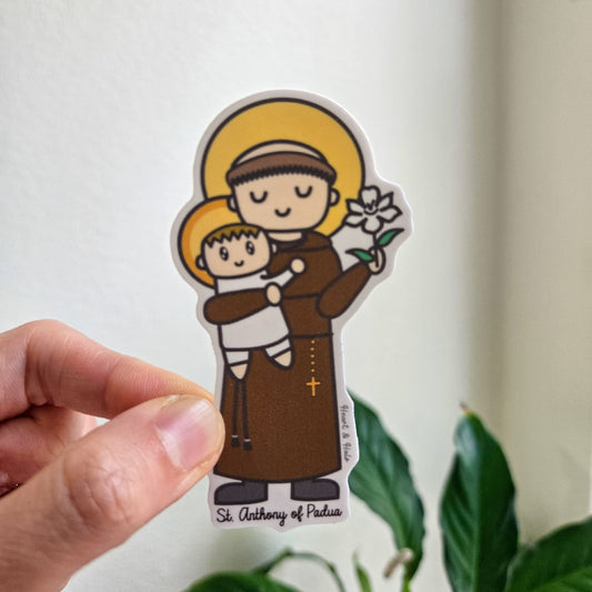 Saint Anthony of Padua Waterproof Sticker - Heart & Halo