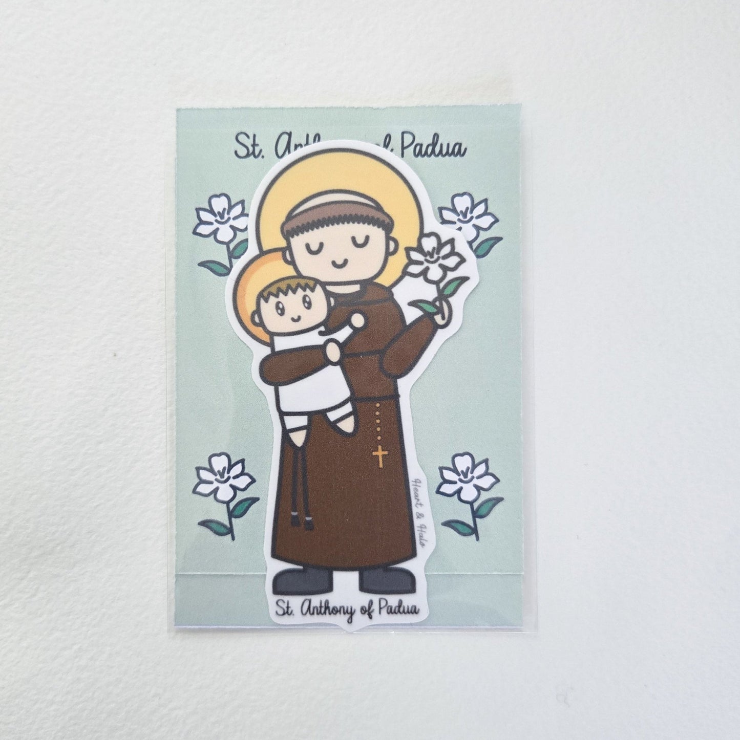 Saint Anthony of Padua Waterproof Sticker - Heart & Halo