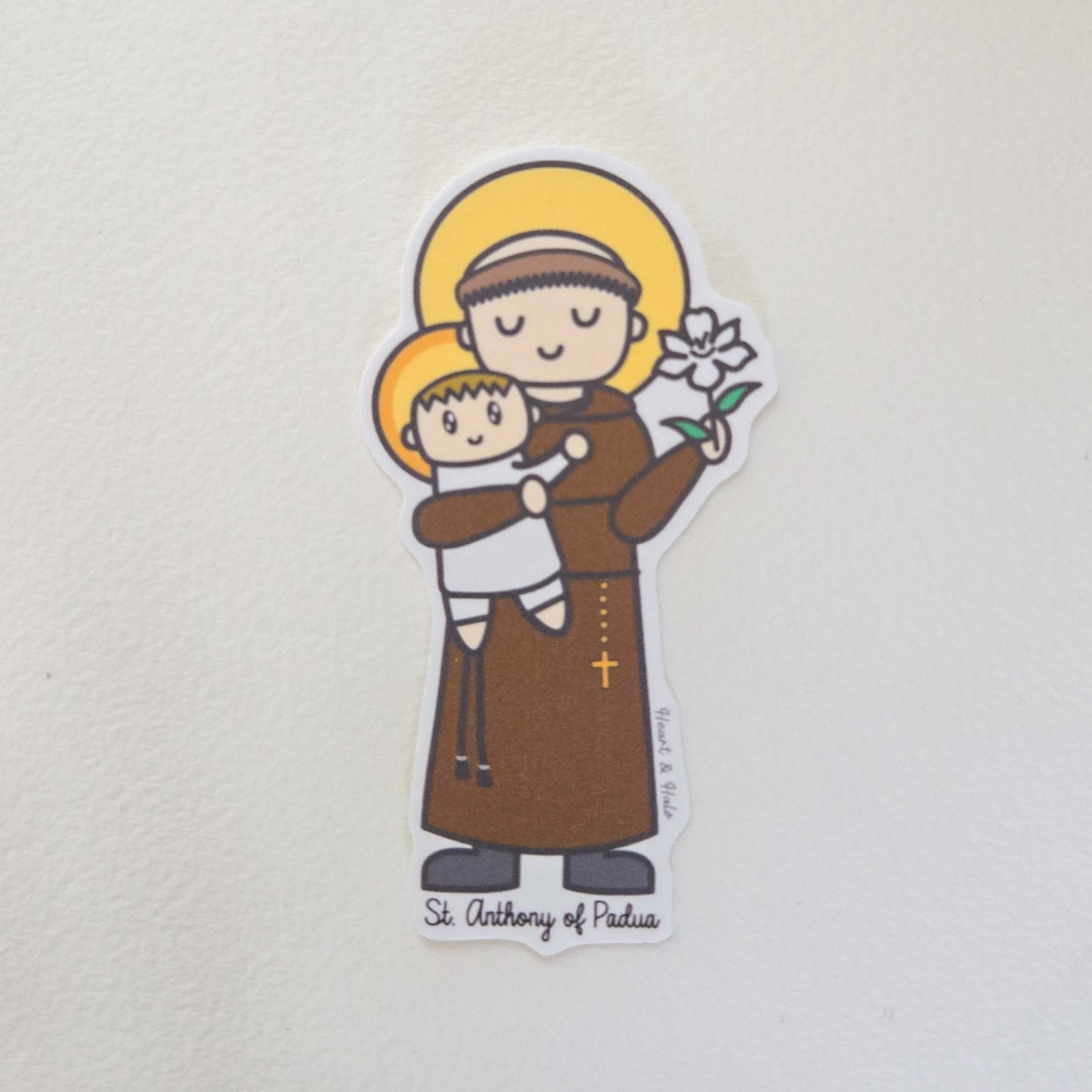 Saint Anthony of Padua Waterproof Sticker - Heart & Halo