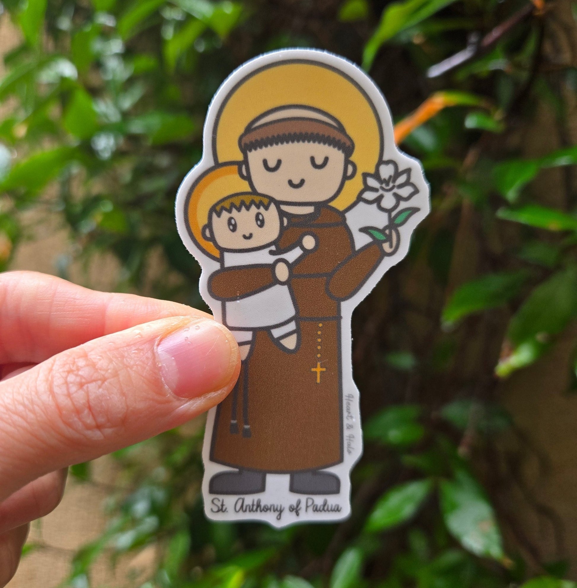 Saint Anthony of Padua Waterproof Sticker - Heart & Halo