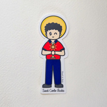Saint Carlo Acutis 3" Waterproof Sticker - Heart & Halo