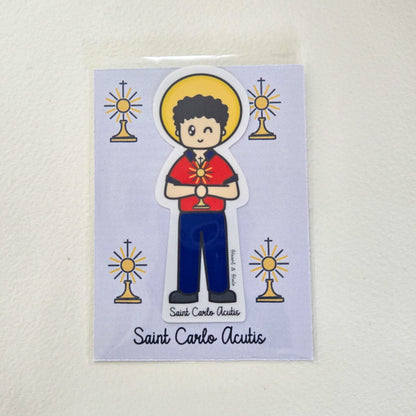 Saint Carlo Acutis 3" Waterproof Sticker - Heart & Halo