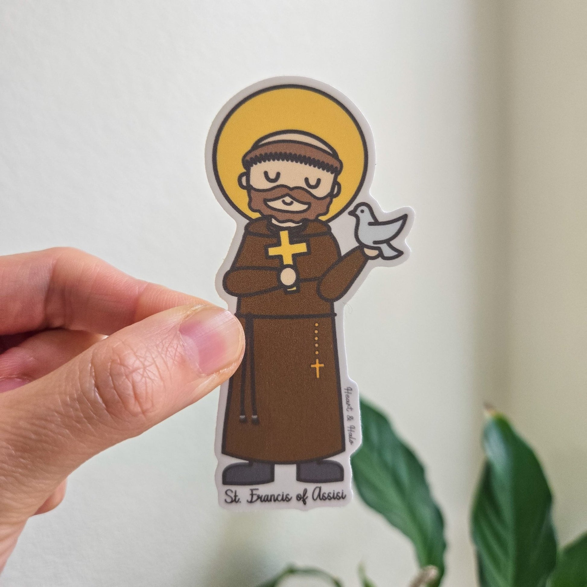 Saint Francis of Assisi Waterproof Sticker - Heart & Halo