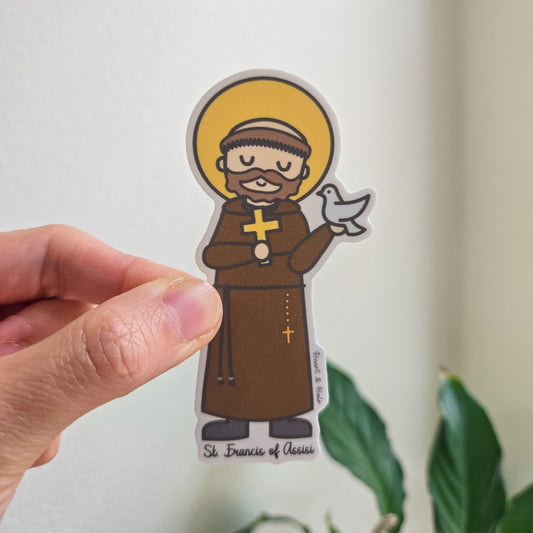 Saint Francis of Assisi Waterproof Sticker - Heart & Halo