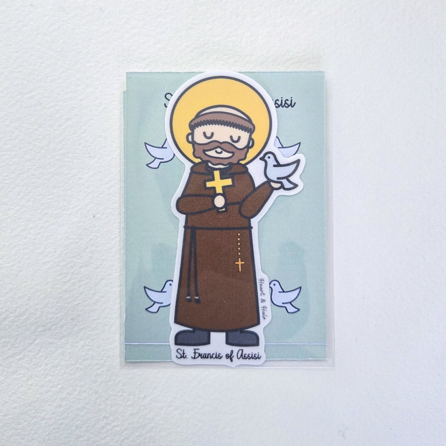 Saint Francis of Assisi Waterproof Sticker - Heart & Halo