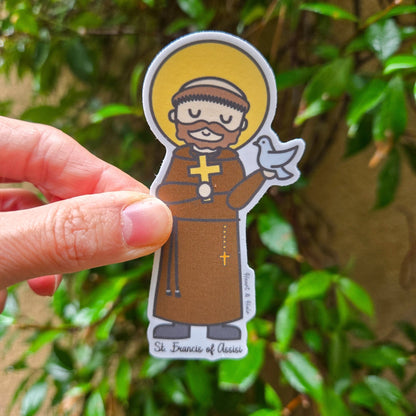 Saint Francis of Assisi Waterproof Sticker - Heart & Halo