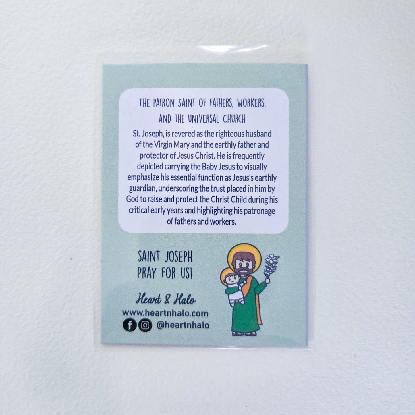Saint Joseph and Baby Jesus Waterproof Sticker - Heart & Halo