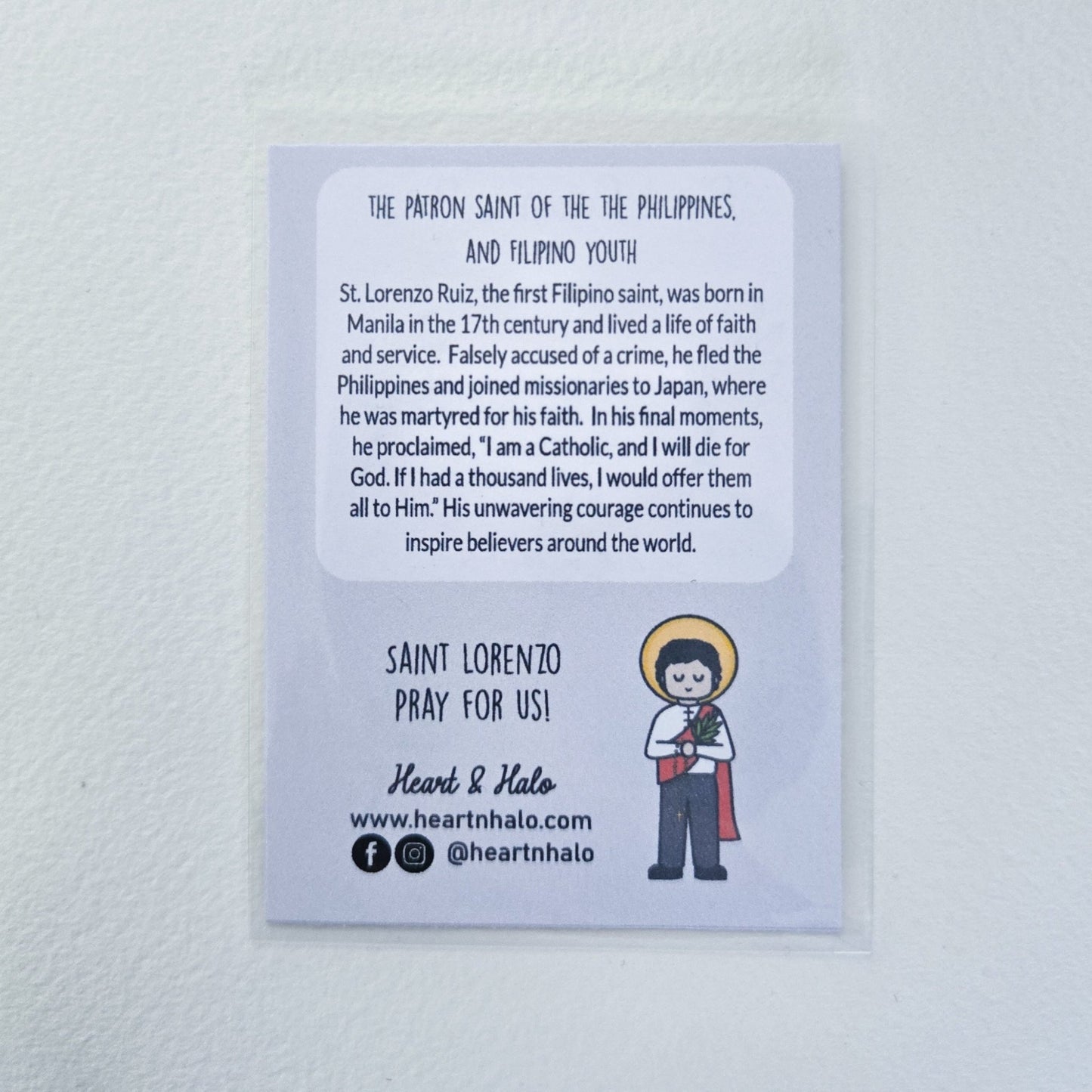 Saint Lorenzo Ruiz Waterproof Sticker - Heart & Halo