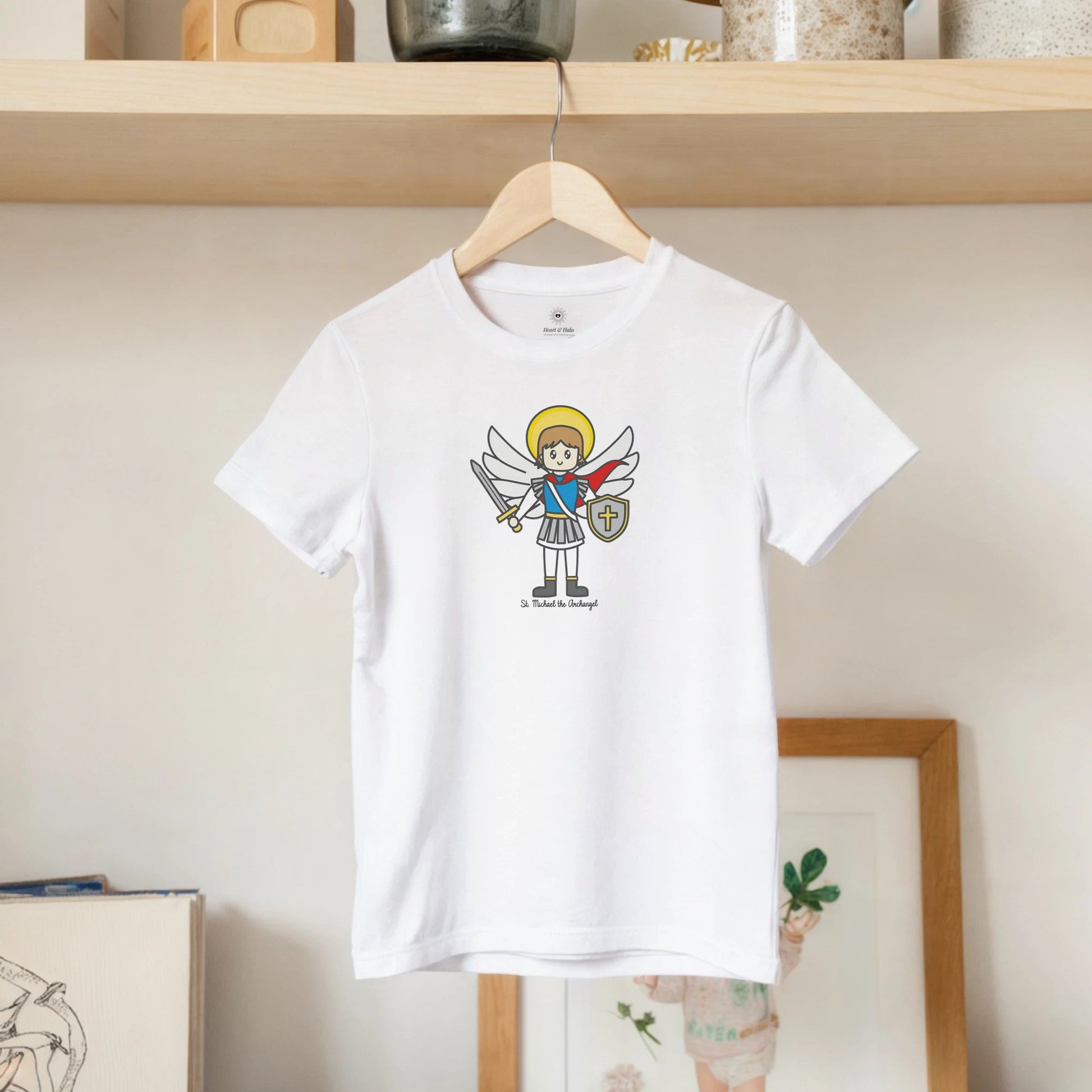 Saint Michael the Archangel Kids Cotton T-Shirt - Heart & Halo