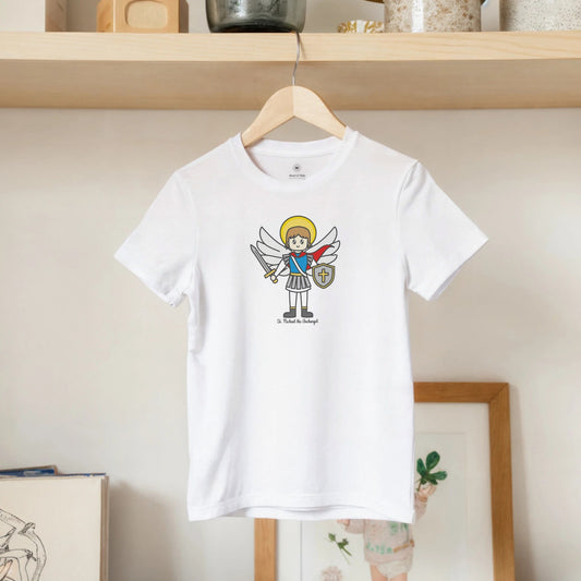Saint Michael the Archangel Kids Cotton T-Shirt - Heart & Halo