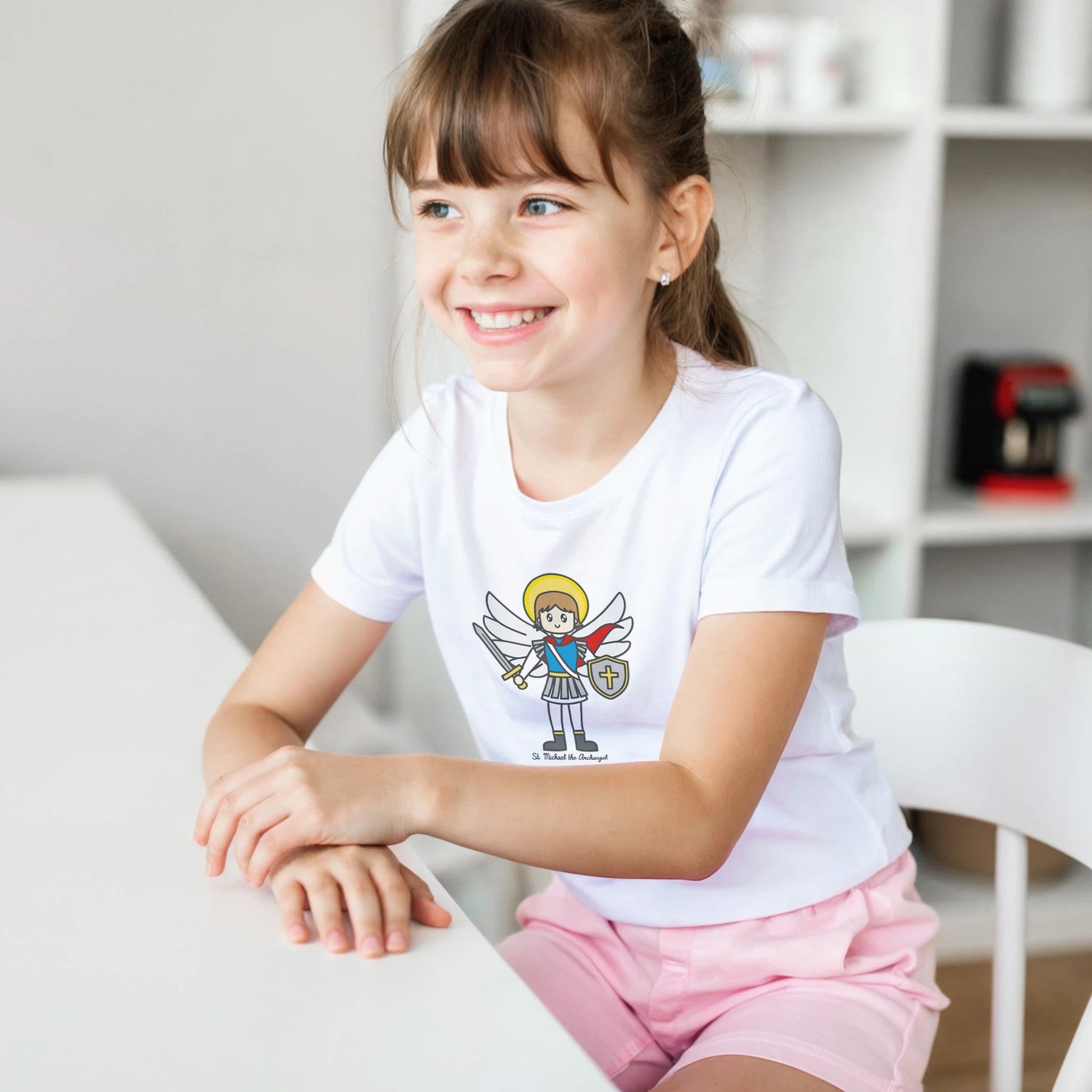 Saint Michael the Archangel Kids Cotton T-Shirt - Heart & Halo