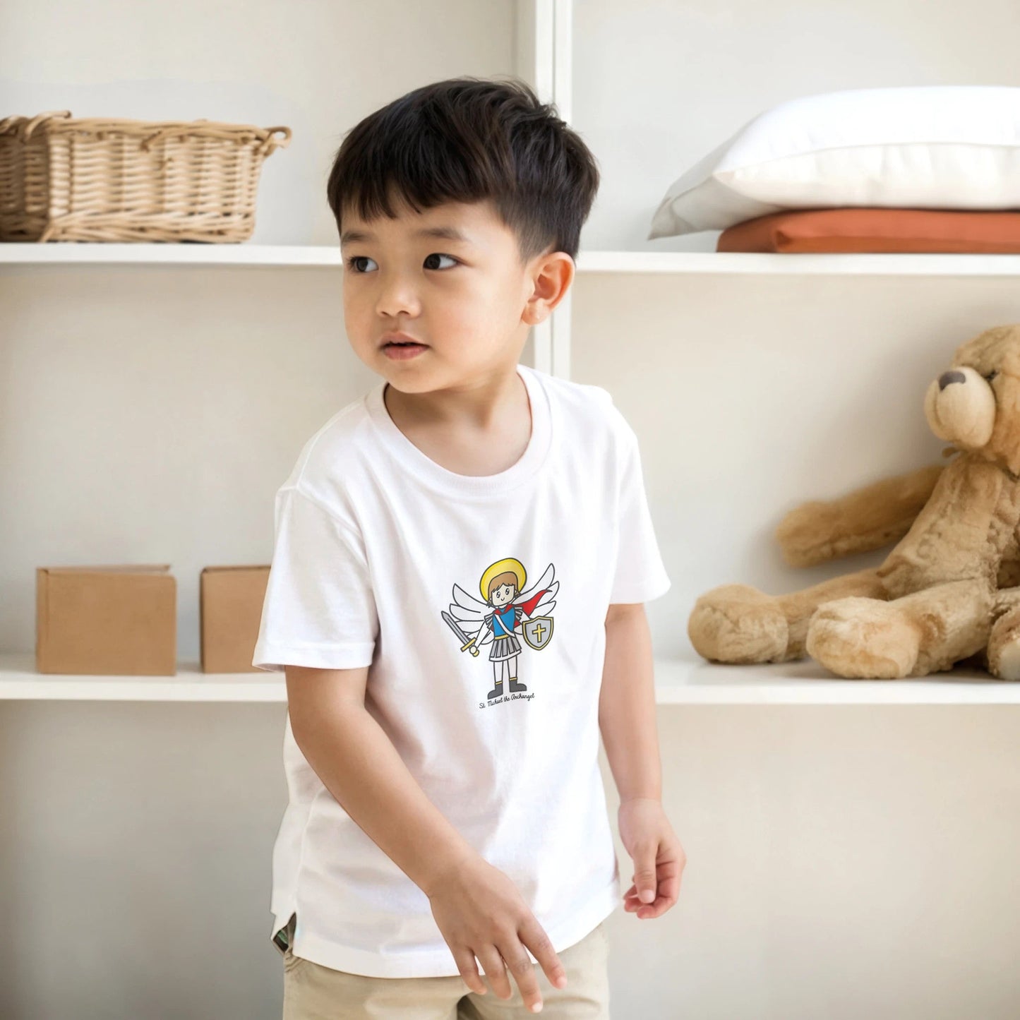 Saint Michael the Archangel Kids Cotton T-Shirt - Heart & Halo