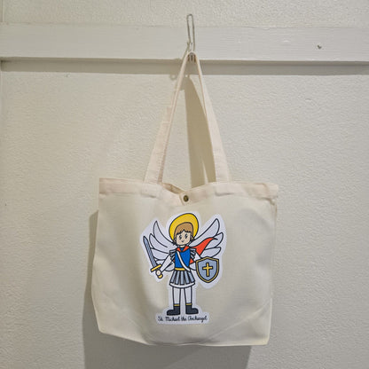 Saint Michael the Archangel Medium Tote Bag - Heart & Halo