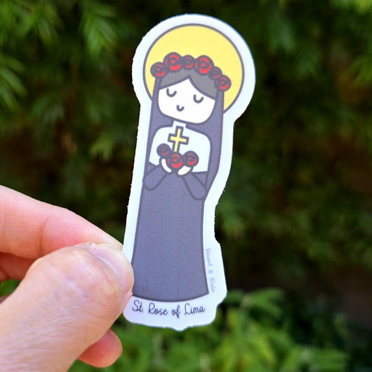 Saint Rose of Lima 3" Sticker - Heart & Halo