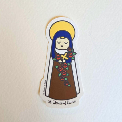 Saint Thérèse of Lisieux 3" Sticker - Heart & Halo