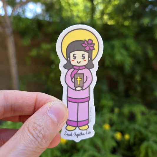 St. Agatha Lin 3" Waterproof Vinyl Sticker - Heart & Halo
