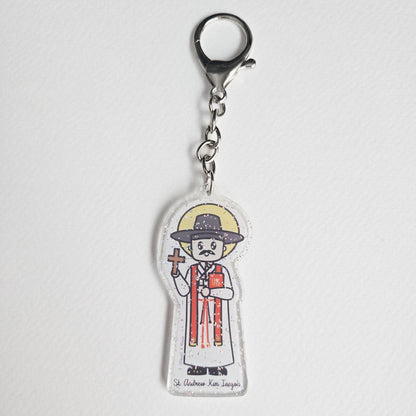 St. Andrew Kim Taegon Acrylic Keychain | 2.75" Double - Sided Catholic Charm - Heart & Halo