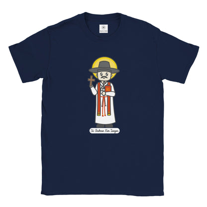 St. Andrew Kim Taegon Adult T-Shirt – Artistic Design Inspired by a Young Artist - Heart & Halo