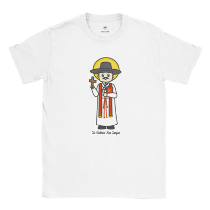St. Andrew Kim Taegon Adult T-Shirt – Artistic Design Inspired by a Young Artist - Heart & Halo