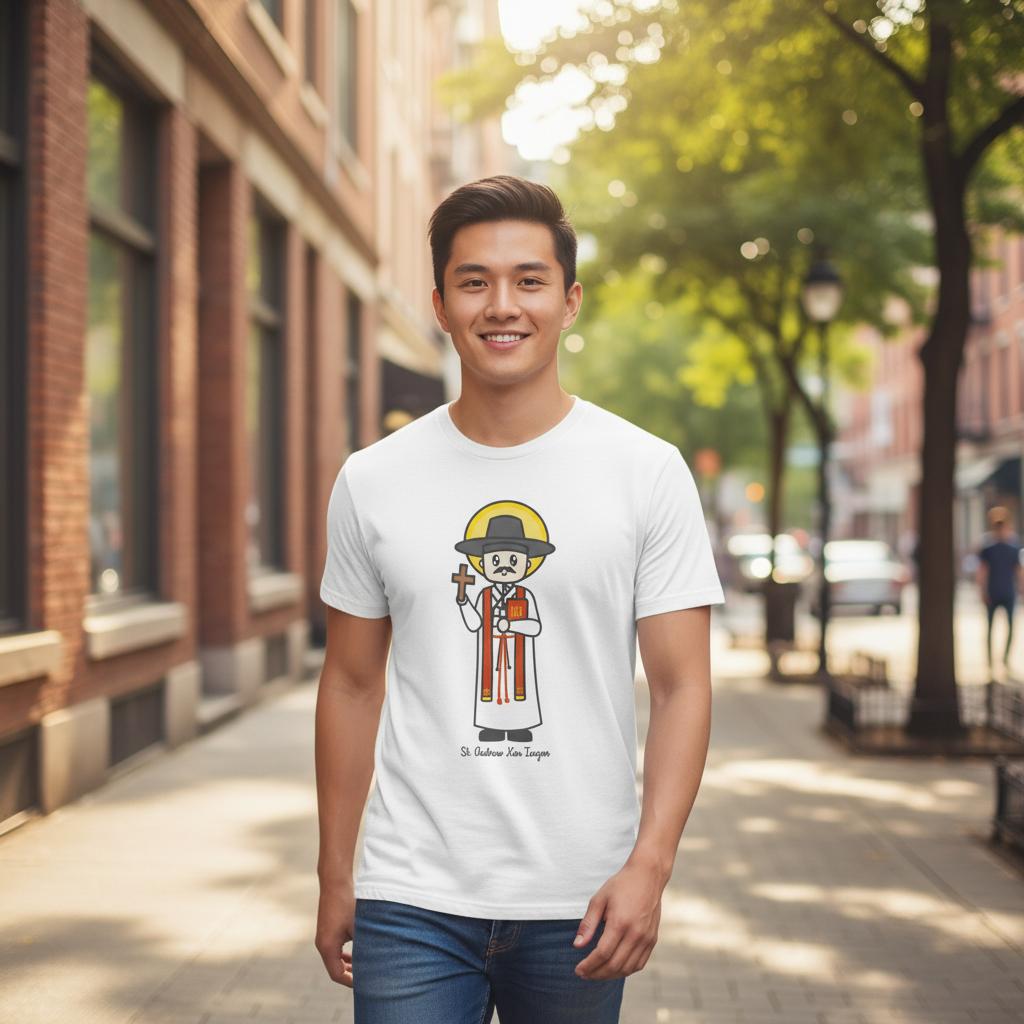 St. Andrew Kim Taegon Adult T-Shirt – Korean Saint - Heart & Halo