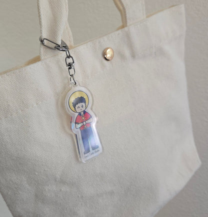St. Carlo Acutis Acrylic Keychain | Catholic Charm - Heart & Halo