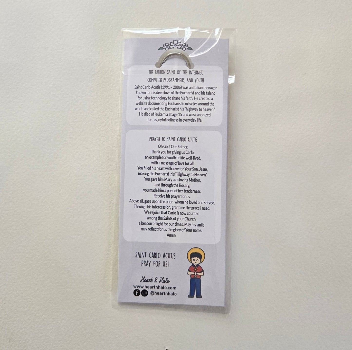 St. Carlo Acutis Acrylic Keychain | Catholic Charm - Heart & Halo