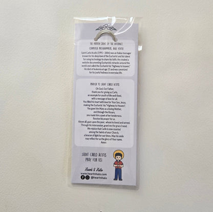 St. Carlo Acutis Acrylic Keychain | Catholic Charm - Heart & Halo