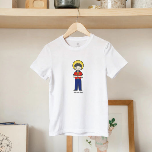 St Carlo Acutis Kids Cotton T-Shirt - Heart & Halo