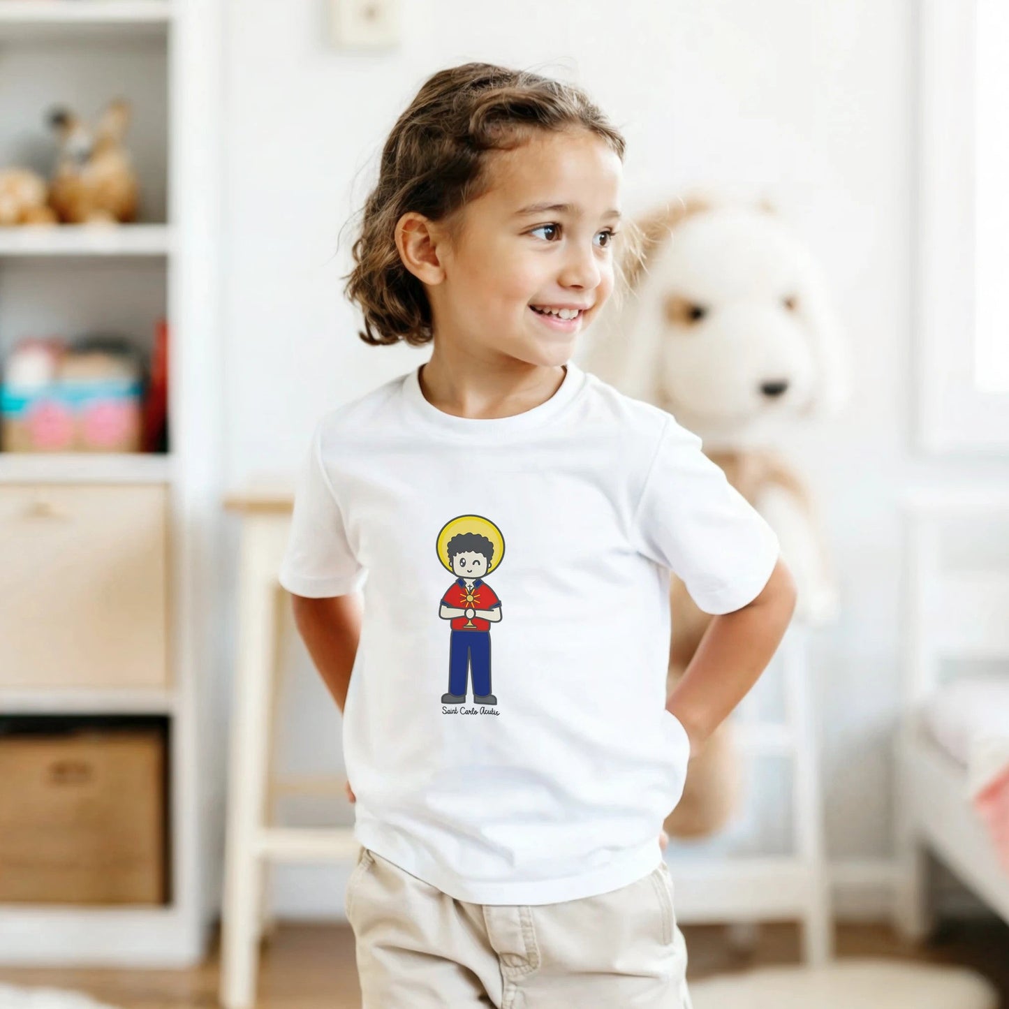 St Carlo Acutis Kids Cotton T-Shirt - Heart & Halo
