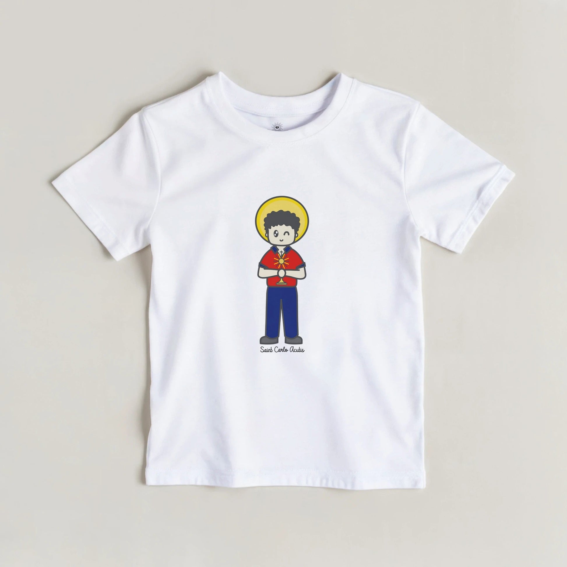 St Carlo Acutis Kids Cotton T-Shirt - Heart & Halo
