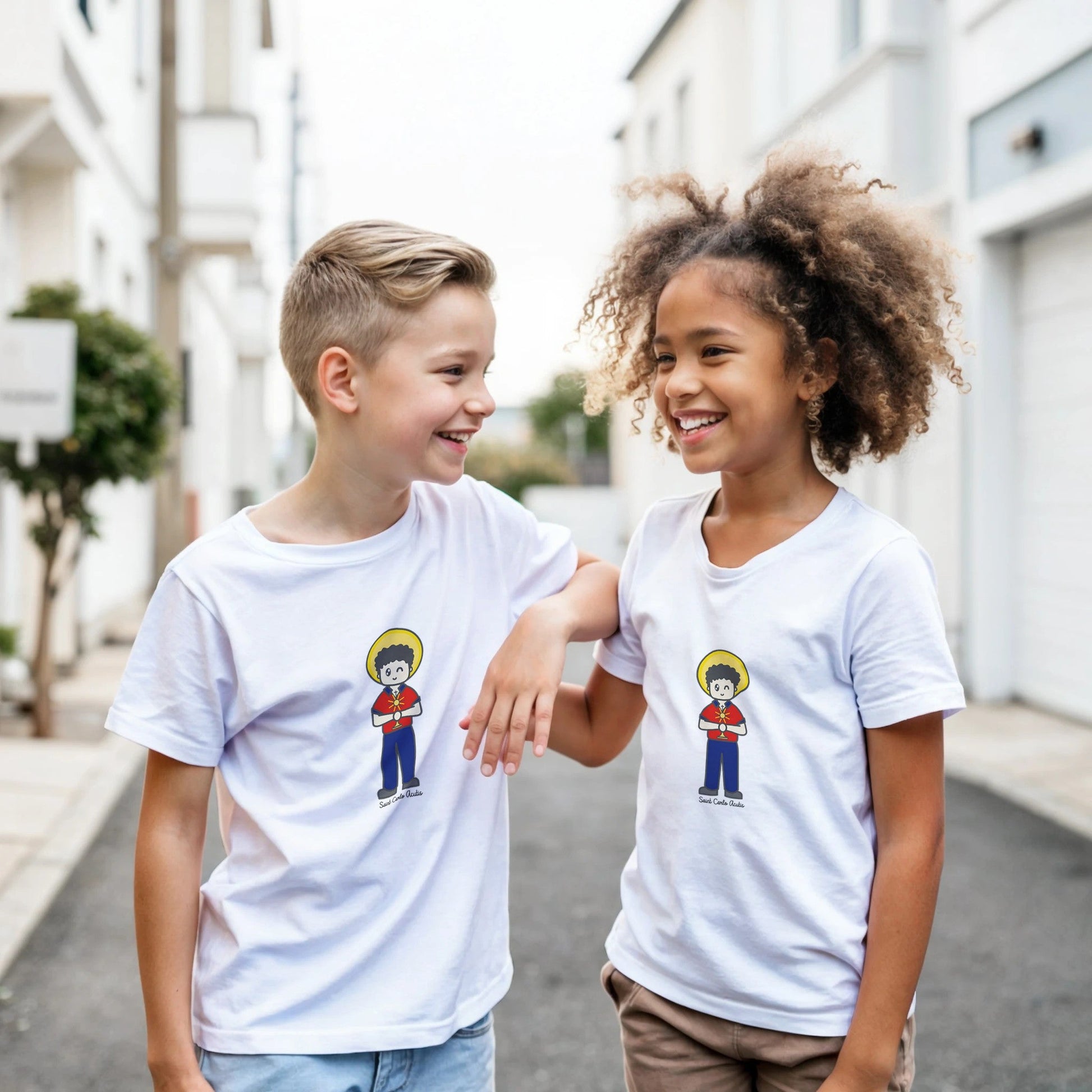 St Carlo Acutis Kids Cotton T-Shirt - Heart & Halo