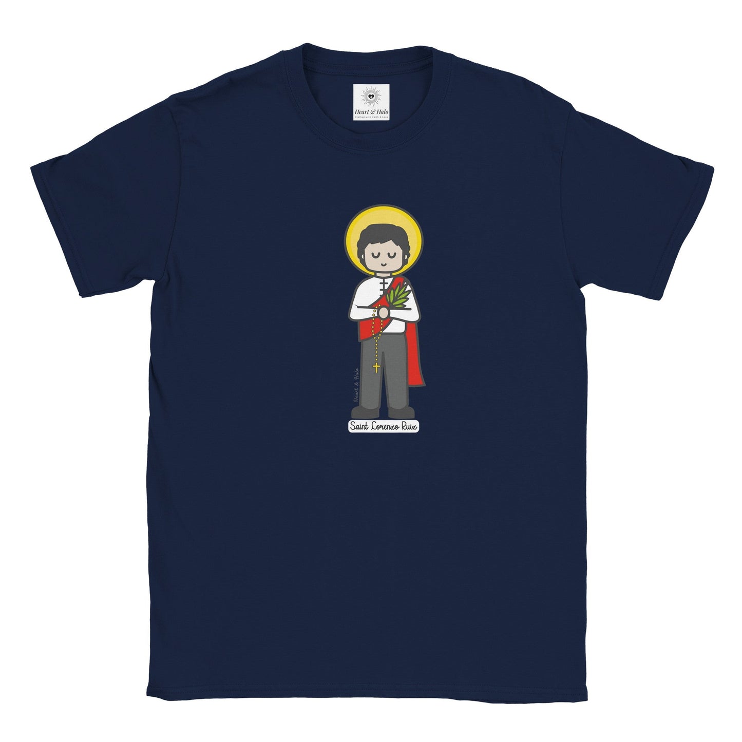 St. Lorenzo Ruiz T-Shirt - Soft, Art - Inspired Design by a Little Artist - Heart & Halo