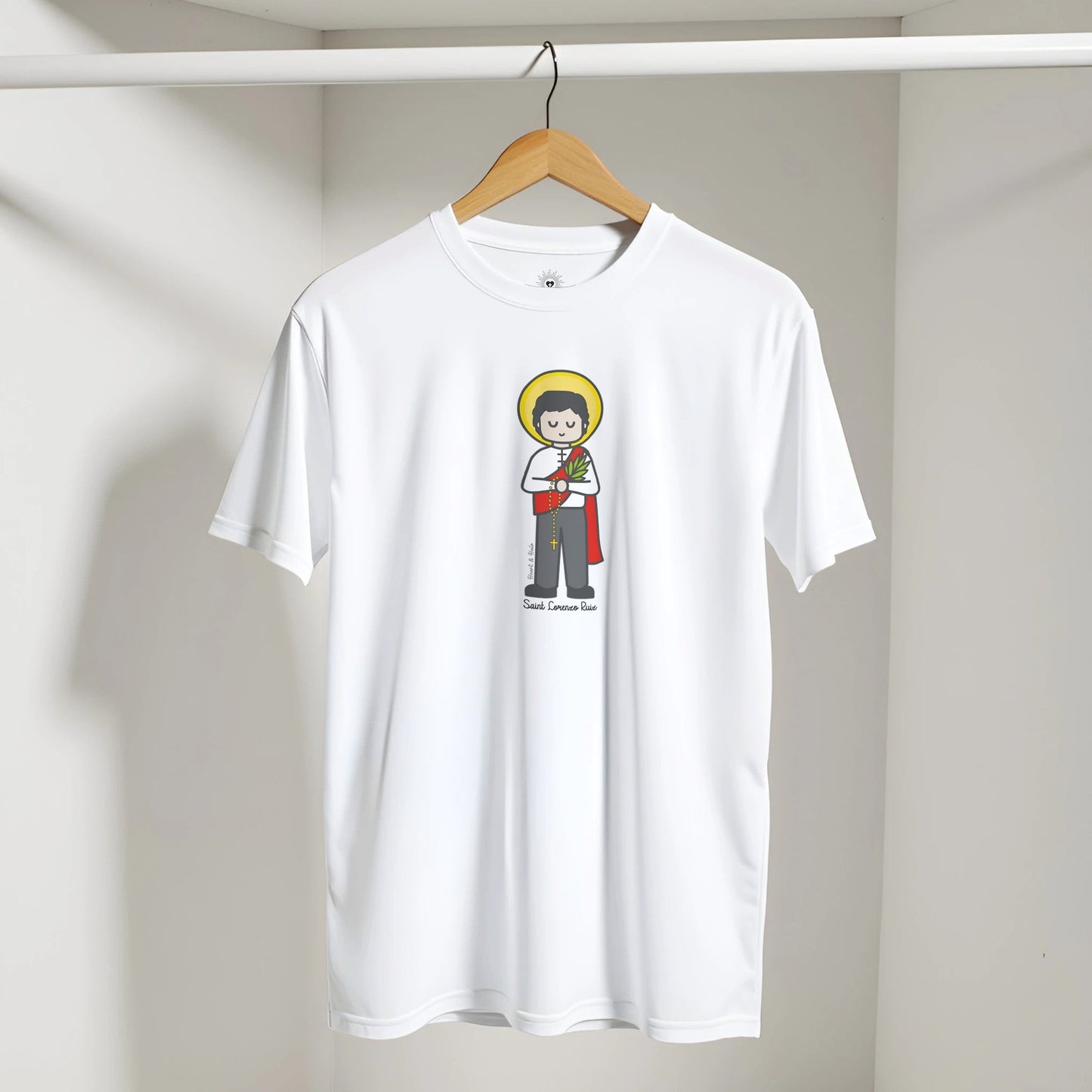 St. Lorenzo Ruiz T-Shirt - Soft, Art - Inspired Design by a Little Artist - Heart & Halo