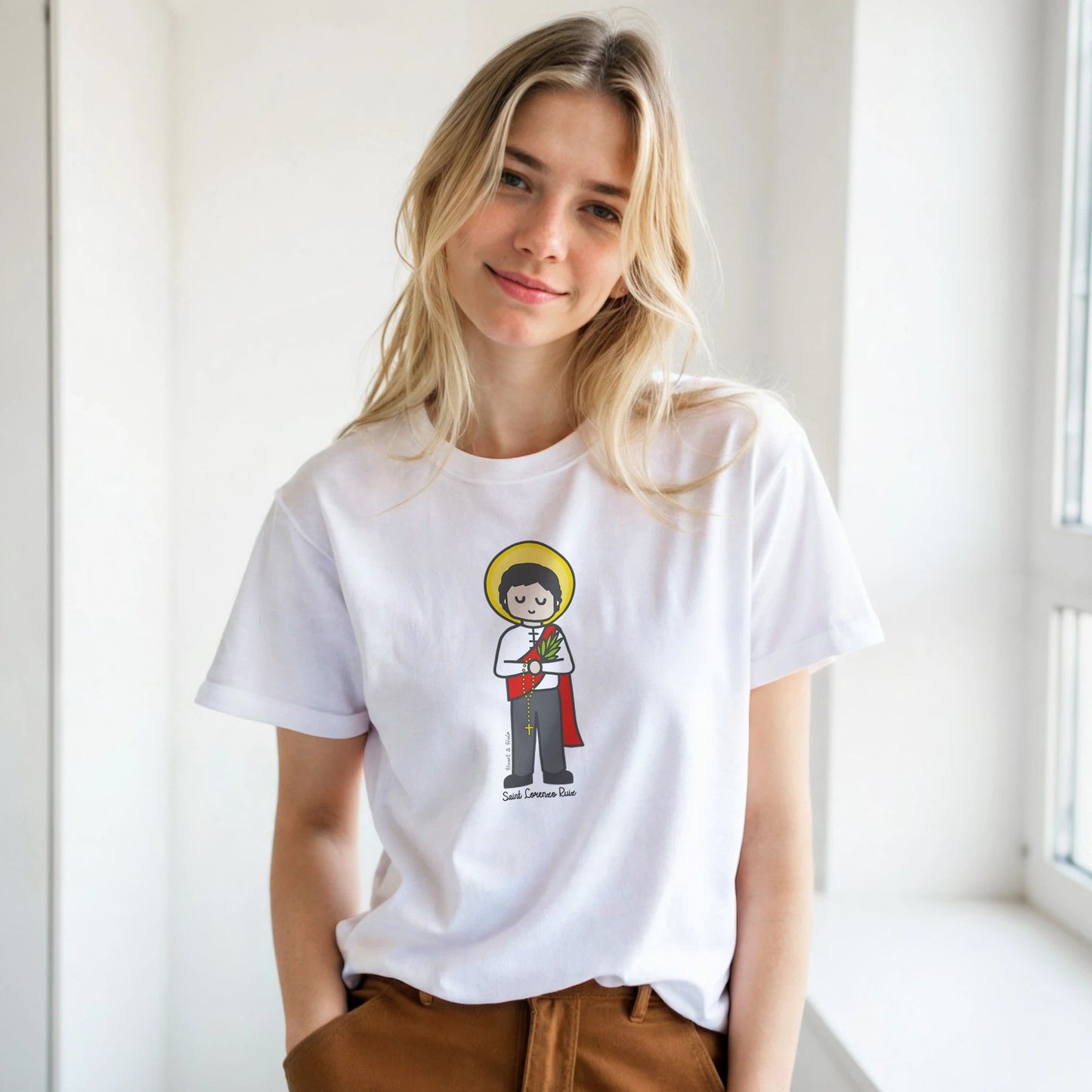 St. Lorenzo Ruiz T-Shirt - Soft, Art - Inspired Design by a Little Artist - Heart & Halo