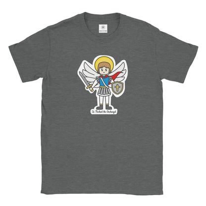 St. Michael the Archangel | Adult Cotton Crewneck T-Shirt | 20% Donation - Heart & Halo