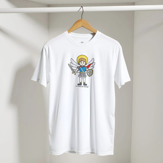 St. Michael the Archangel Adult Cotton Crewneck T-Shirt - Heart & Halo